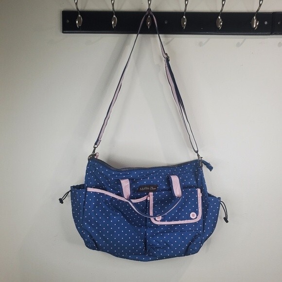 Matilda Jane Blue & Pink Polka Dot The Essentials Diaper Bag - Picture 2 of 13